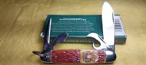 Imperial Knife 4Blade Scout Brown Composite Handle Excellent Rare Vintage  +Case - Picture 1 of 13