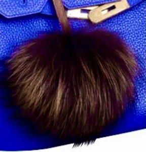 NEU MIT ETIKETT ECHT FUCHSPELZ GROSS 5" BRAUN BOMMEL HAND TASCHENANHÄNGER SCHLÜSSELANHÄNGER RING - Bild 1 von 12