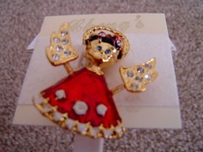 Angel Motion Pin, By Cheng'S , Red, Wings Has Motion, New