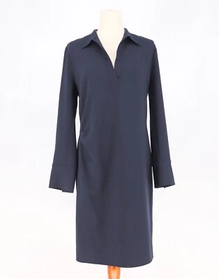 NWT VINCE $425 Ruched Rugby Dress Polo Collar in Navy Coastal Blue Size 10 - Image 1 of 4