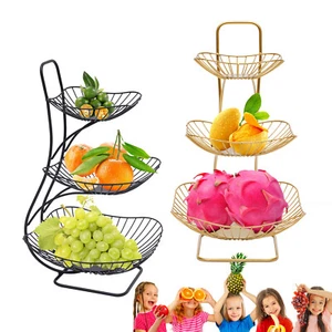 3 St?ckig Obst Etagere Obstkorb Metall Obstschale Modern Obstst?nder Gem��sekorb - Bild 1 von 21