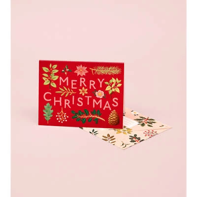 Tarjeta de Feliz Navidad Holiday Plants - Roja Foto 1 de 2