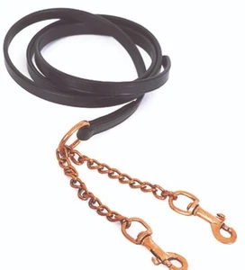 LEATHER LEAD REIN, ENGLISH WITH NEWMARKET CHAIN IN HAND SHOWING, *FREE POSTAGE* - Picture 1 of 3
