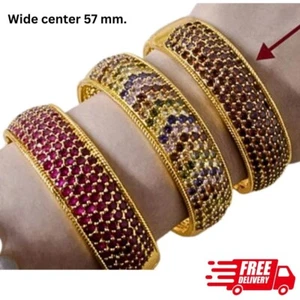 Bracelet 5 rows of cz diamonds Bracelet 5 mm. 24K Gold GP Thai - Picture 1 of 4