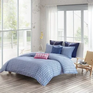 New Echo Design Cotton Shibori Reversible Print Twin Duvet Cover Set Blue - Picture 1 of 3