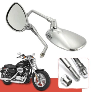2X Motorrad Spiegel in Chrom Seitenspiegel Sets mit M10 Rechtsgewinde Roller - Bild 1 von 21