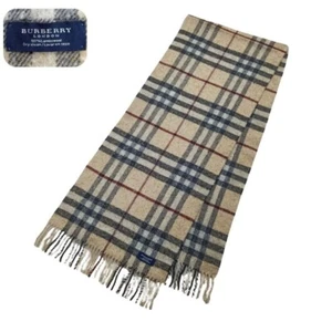 Burberry Authentic Scarf Beige 100% Lambswool Unisex Scarf Made In Scotland - Picture 1 of 6