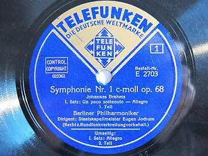 5x 78rpm EUGEN JOCHUM conducts BRAHMS Symphony 1 - TELEFUNKEN BERLIN 1938 - Picture 1 of 1