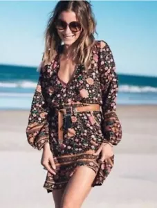 Spell Dress M Au 10 US 6 Folktown Playdress Floral Mini Long Sleeve Wintergarden - Picture 1 of 16