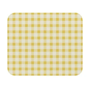 Yellow Gingham Mouse Pad Plaid Office Small Rectangle Desk Computer Accessory - Picture 1 of 5
