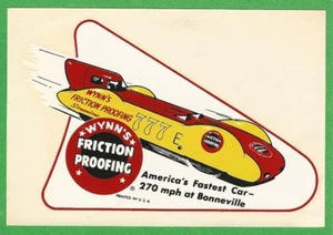 VINTAGE ORIGINAL 1957 "WYNN'S STREAMLINER 777" BONNEVILLE SCHNELLSTER AUTOAUFKLEBER KUNST - Bild 1 von 1