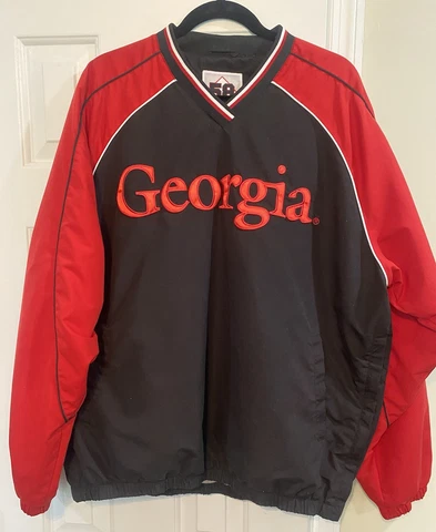 UGA University Of Georgia Pullover Windbreaker Zip Side Men’s Large 58 Sports Cover