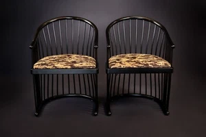 Jack Lenor Larsen Black Lacquer Cage Armchairs, a pair - Picture 1 of 6