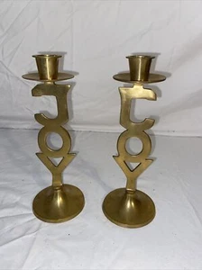 Set coppia bastoncini portacandele Joy vintage ottone massiccio fatti a mano intl. Silver Co. 8" - Foto 1 di 4
