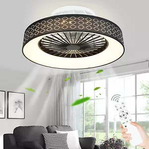 22" LED Ceiling Fan with Light Remote Modern Dimmable Ceiling Fan Indoor Black - Picture 1 of 15