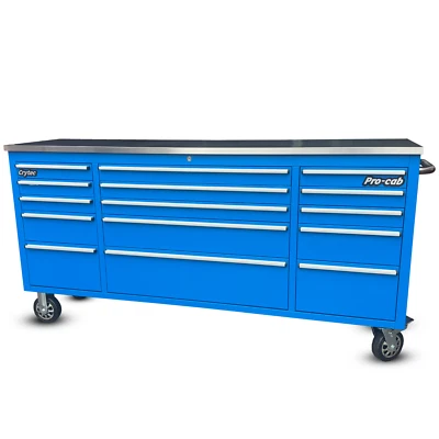 CRYTEC Pro Cab 72in Blue Stainless Steel Drawer Work Tool Box Chest Cabinet SALE