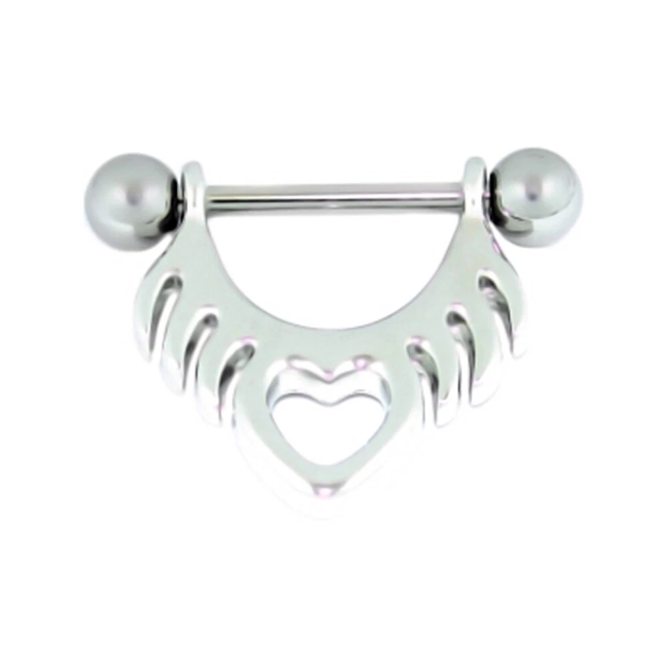 Brustwarzenpiercing Herz Flügel Schlicht Schild Nippelpiercing Brustpiercing - Bild 1 von 1