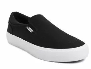 Kustom Mens WIDE SLIP ON BLACK WHITE Casual Shoes Sneakers Black NEW wider foot - Foto 1 di 6