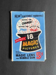 BOWMAN'S 18 MAGIC PICTURES WITH MAGIC LENS WAX TRADING CARD PACK WRAPPER, OPEN - Picture 1 of 4