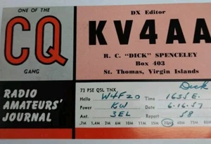 Virgin Islands QSL Radio Card 1957 Dick Spenceley St. Thomas CQ Gang - Bild 1 von 5