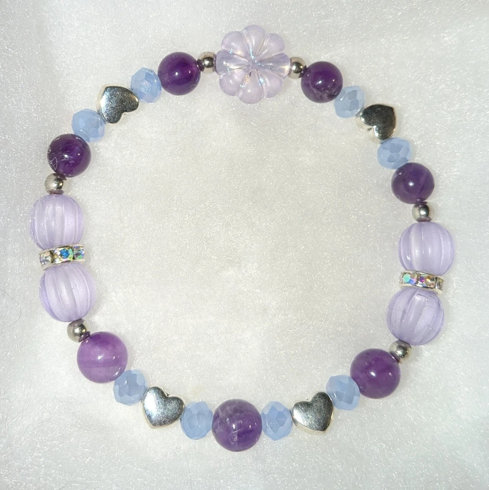 Pulsera elástica flor púrpura amatista Foto 1 de 2