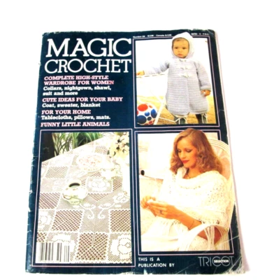 Magic Crochet Magazine February 1984  #29 Doilies, baby & women's wear patterns. - Image 1 of 3