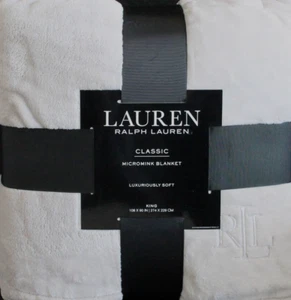 Ralph Lauren Classic Micromink Blanket King Silver 108"x90" Lux-Soft Light Grey - Picture 1 of 4