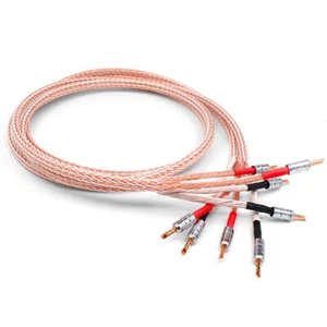 1 par de cables de altavoz de cobre de cristal único 12TC 8N cabeza banana 2/2,5/3M - Imagen 1 de 1