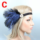 1920s Women Fasihon Headband Blue Feather Bridal Flapper Headpiece Gangster  