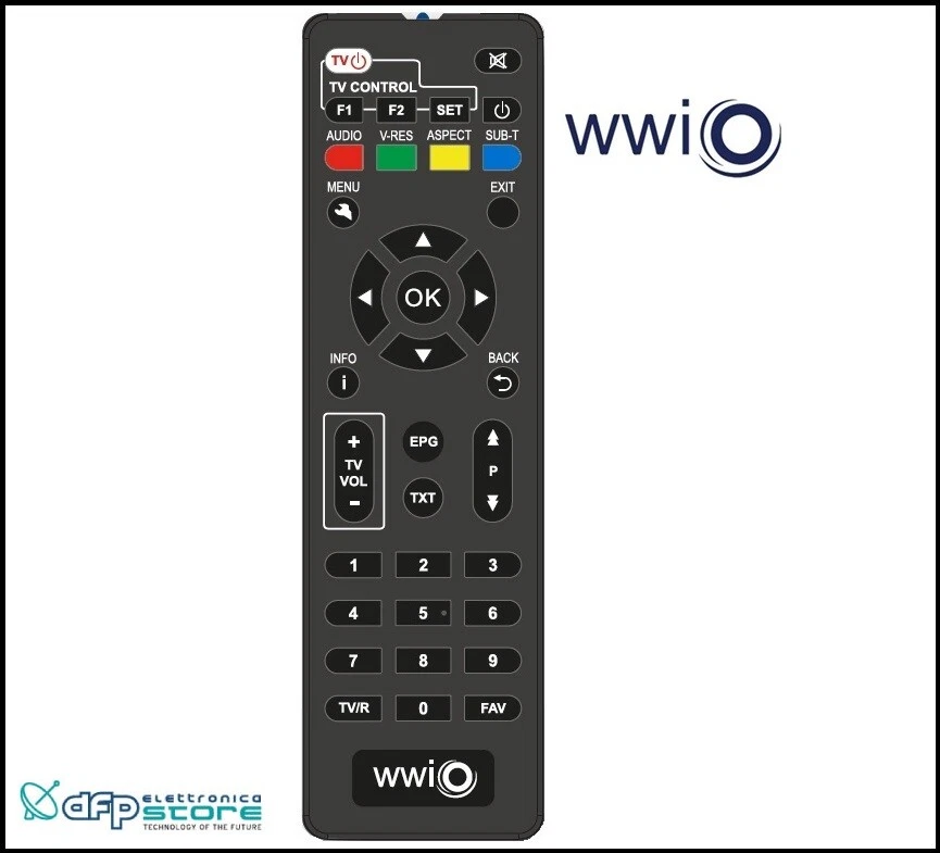 Telecomando Originale Decoder Digitale Terrestre WWIO TRINITY T2 TV STICK V2  - Immagine 1 di 1
