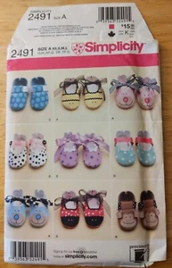 Simplicity 2491 Baby Shoes pattern 8 styles All Sizes XS to L UNCUT Mint - Picture 1 of 9