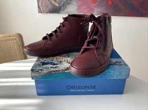New ORIZONTE Kylie comfort red leather lace & zip ankle boots $199.95 BNIB 40 9 - Picture 1 of 15