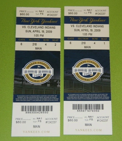 New York Yankees Ticket Stub | April 19 2009 | Derek Jeter Hit Cover