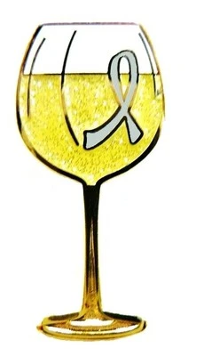 Gray Awareness Ribbon Lapel Pin White Wine Tasting Fund Raising Brain Cancer New - Image 1 of 4