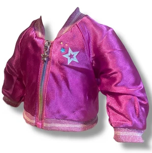 Chaqueta Bomber Muñeca American Girl Truly Me Meet Conjunto Abrigo Rosa Arco Iris Cremallera - Imagen 1 de 7