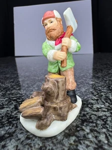 Lefton Colonial Village 10622 Joshua Keller Lumberjack nuovo vecchio stock box 21 HTF - Foto 1 di 6