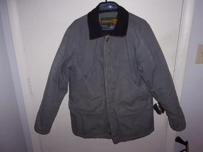 Abrigo de trabajo Timberland de lona aislado de granero para hombre pequeño/mediano botón completo gris Foto 1 de 4
