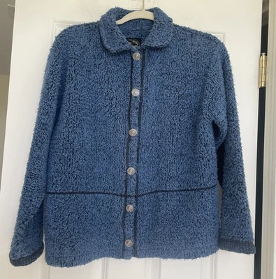 Cárdigan Sherpa De Colección Alpes Mujeres Azul Botón Frontal Chaqueta Talla M Mangas Largas Foto 1 de 4