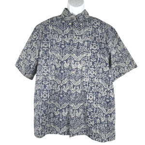 Reyn Spooner Hawaiian Shirt Peacock Mens XL Short Sleeve Blue Gray NWT TP-3324 - Picture 1 of 11