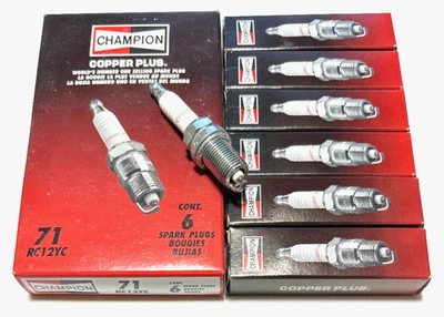 Set of 6 NOS Champion Spark Pugs # 71 (RC12YC) Made in USA - Image 1 of 3