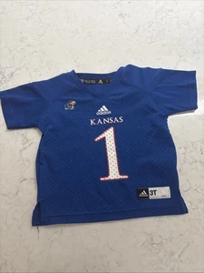 Adidas Kansas Jayhawks Football Jersey Blue Toddler 3T Mesh #1 Used - Picture 1 of 6