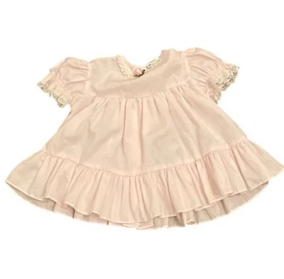 Vintage 80s Bryan Baby Girl Pink Lace Ruffle Dress USA Made 3-6 Months - Image 1 of 4