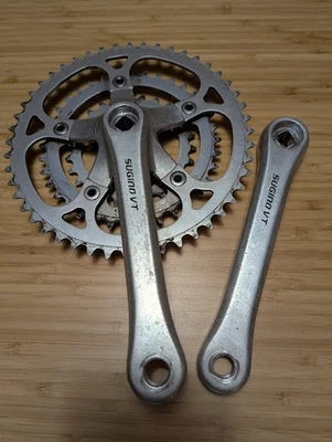 SUGINO VT 170mm crankset 48/36/26 rings SUGINO stamped bolts Made in Japan Foto 1 de 4