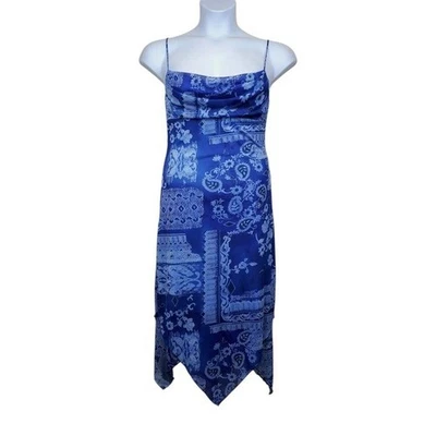 Vestido City Triangles Mujer Azul Malla Capucha Cuello Pañuelo Dobladillo Talla M Foto 1 de 4