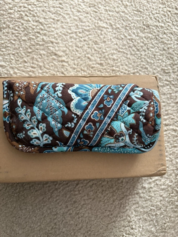 Vera Bradley Java Blue & Brown Eyeglass Case Glasses Quilted Thick Protective - Image 1 of 1
