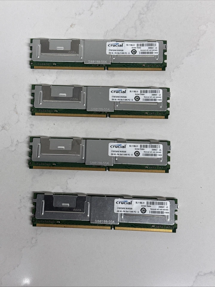Crucial 8GB 4x2GB ct25672af667.m18fg0d6 240 Pin DDR2 Server Memory - Image 1 of 4