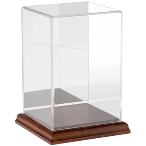 Plymor Clear Acrylic Case w/ Hardwood Base (Mirror Back), 4" W x 4" D x 6" H - Picture 1 of 2