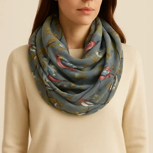 Halstuch Schal Loopschal Vogel Blatt Blumen Muster weich Tuch Rundschal 6 Farben - Bild 1 von 17