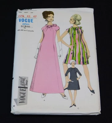 Vtg VOGUE SPECIAL DESIGN 1960s 6806 Long Formal Wrap Short Dress Sz 42 FF Uncut - Image 1 of 4