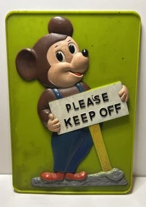 Vintage Plastikschild Bär "Bitte halten" Mickey? - Bild 1 von 6